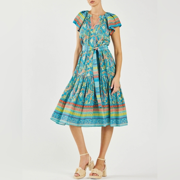 Current Air Dresses & Skirts - Current Air Briony Tiered Midi Modern Boho Dress